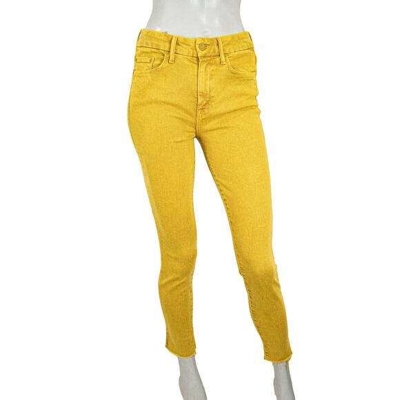 MOTHER Denim Looker Ankle Snippet Jeans Yellow Come out and Play Size 25 - Picture 3 of 12